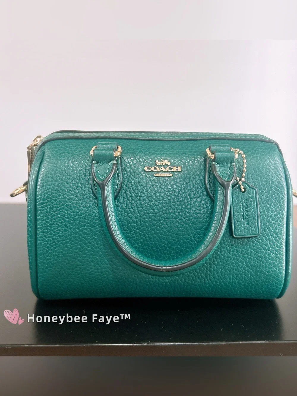 COACH mini Rowan Pebbled Leather Mini Satchel with Pearl Bow Charm cw328